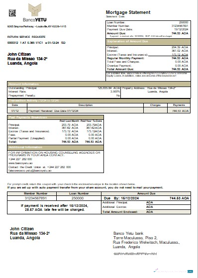 Download Angola Banco Yetu bank mortgage statement scr Photoshop template